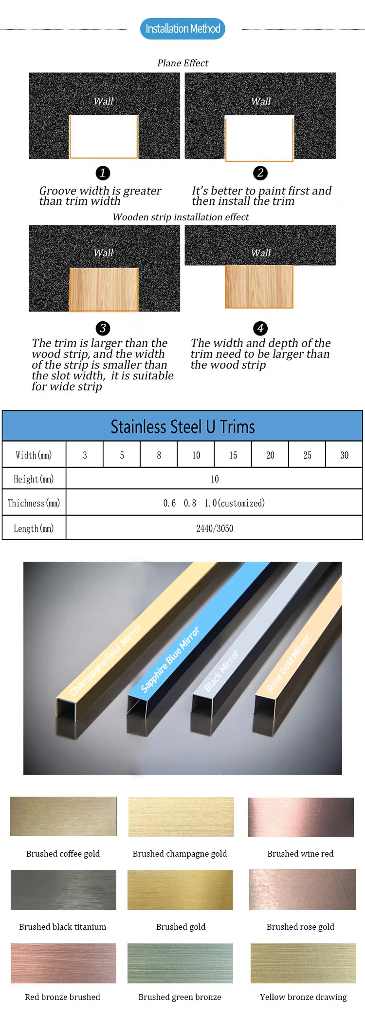 SUCEL Rose Gold Metal Stainless Steel U Shape Channel Decorative Tile Profile Wall Edging Strip.jpg