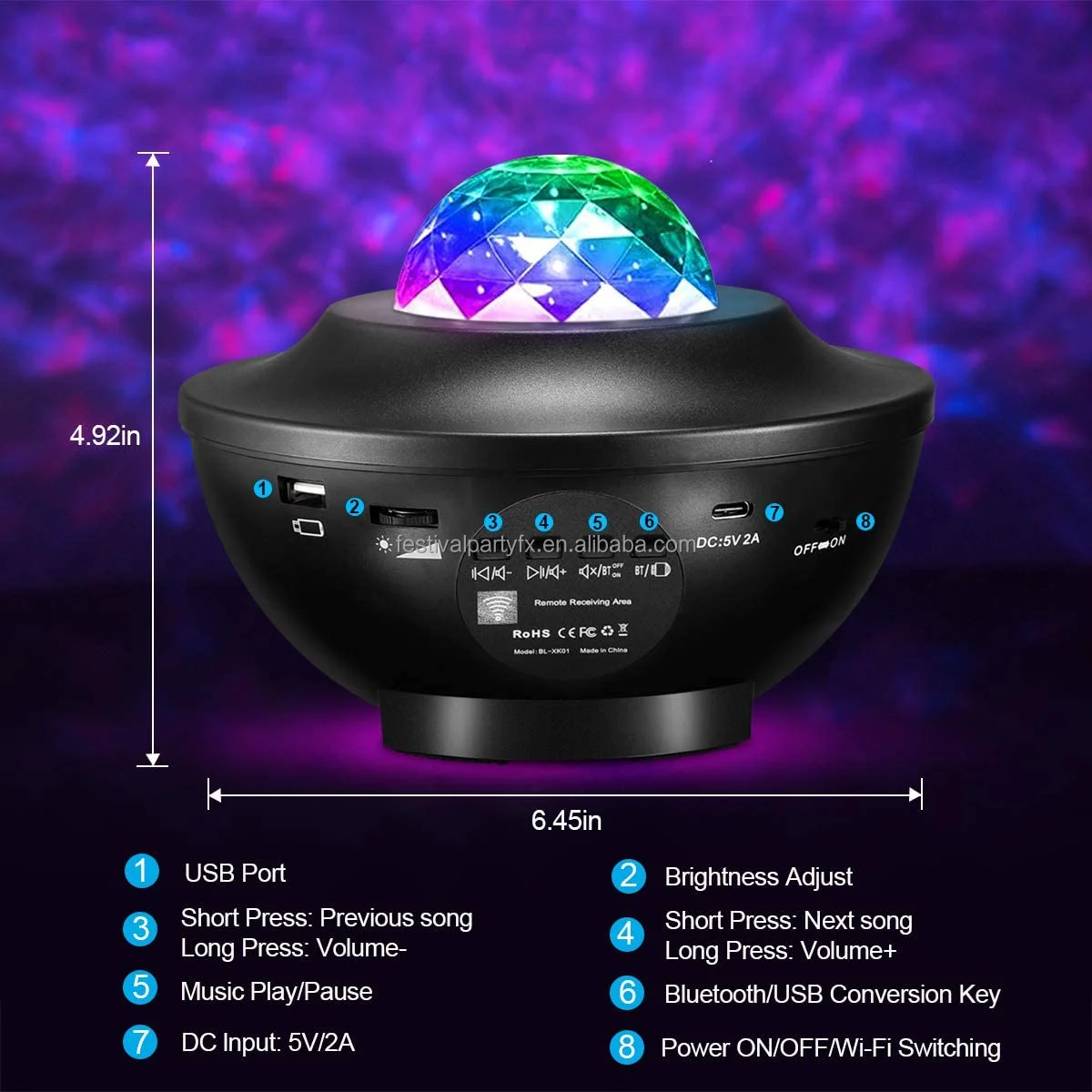 Factory Hot Sale Starlight 3 In 1 Starry Night Light Speaker Remote