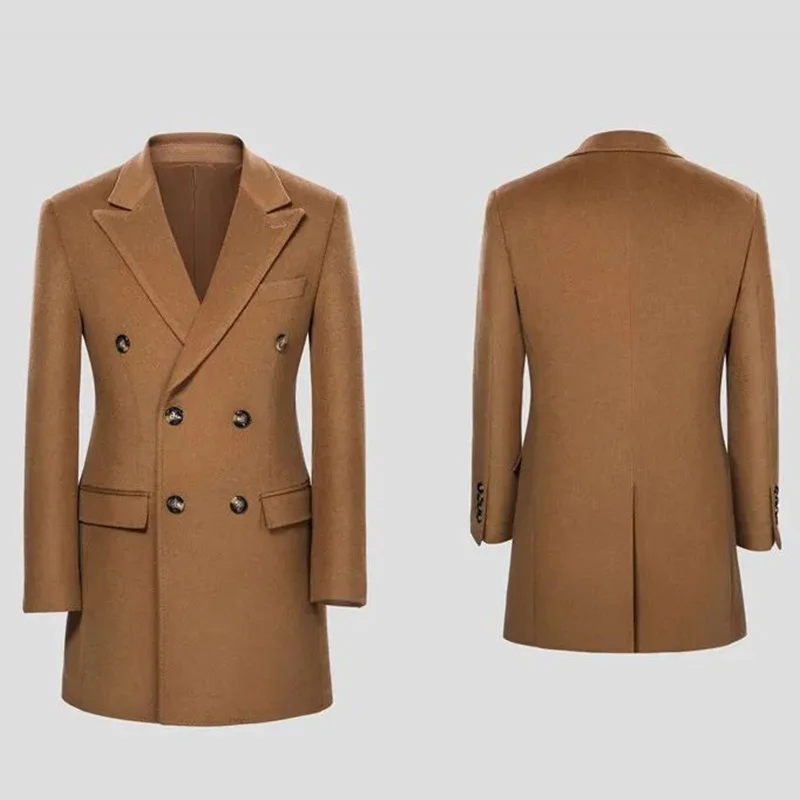 Novo design de moda 100% lã roupas de inverno sólido masculino mangas compridas trench coat personalizado lã peacoat para homem