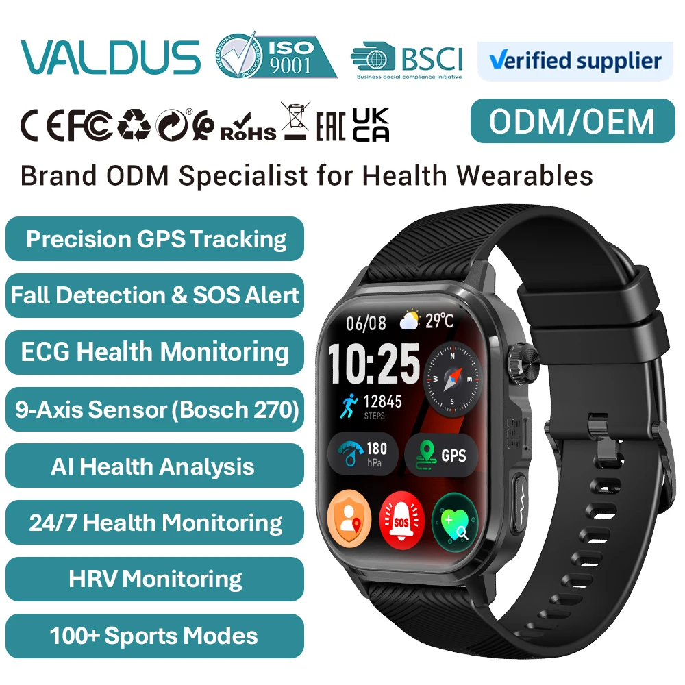 VALDUS 2026 Custom Logo ODM/OEM Private Label Smart Electronic Device AMOLED ECG Heart Rate Monitoring IP68 CARDIGO GPS_voghion.com