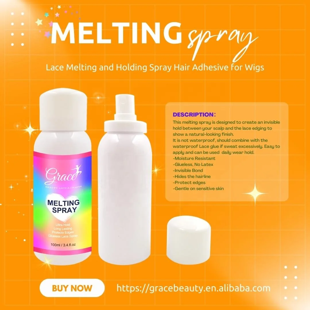 Melt Me Down Lace Melting and Holding Spray Hair Adhesive for Wigs, Extensions, Toupees and Hairpieces, Strong Natural Finishing Hold with Moisture