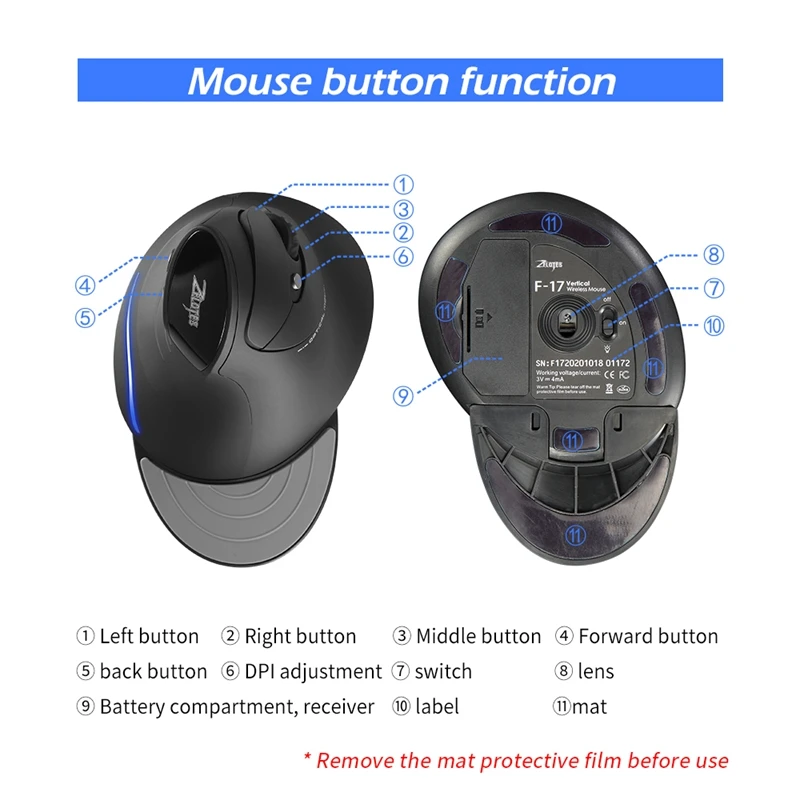 2021 New Arrival F-17 Zelotes 6 Buttons 3 Adjustable Dpi Blue Backlight ...