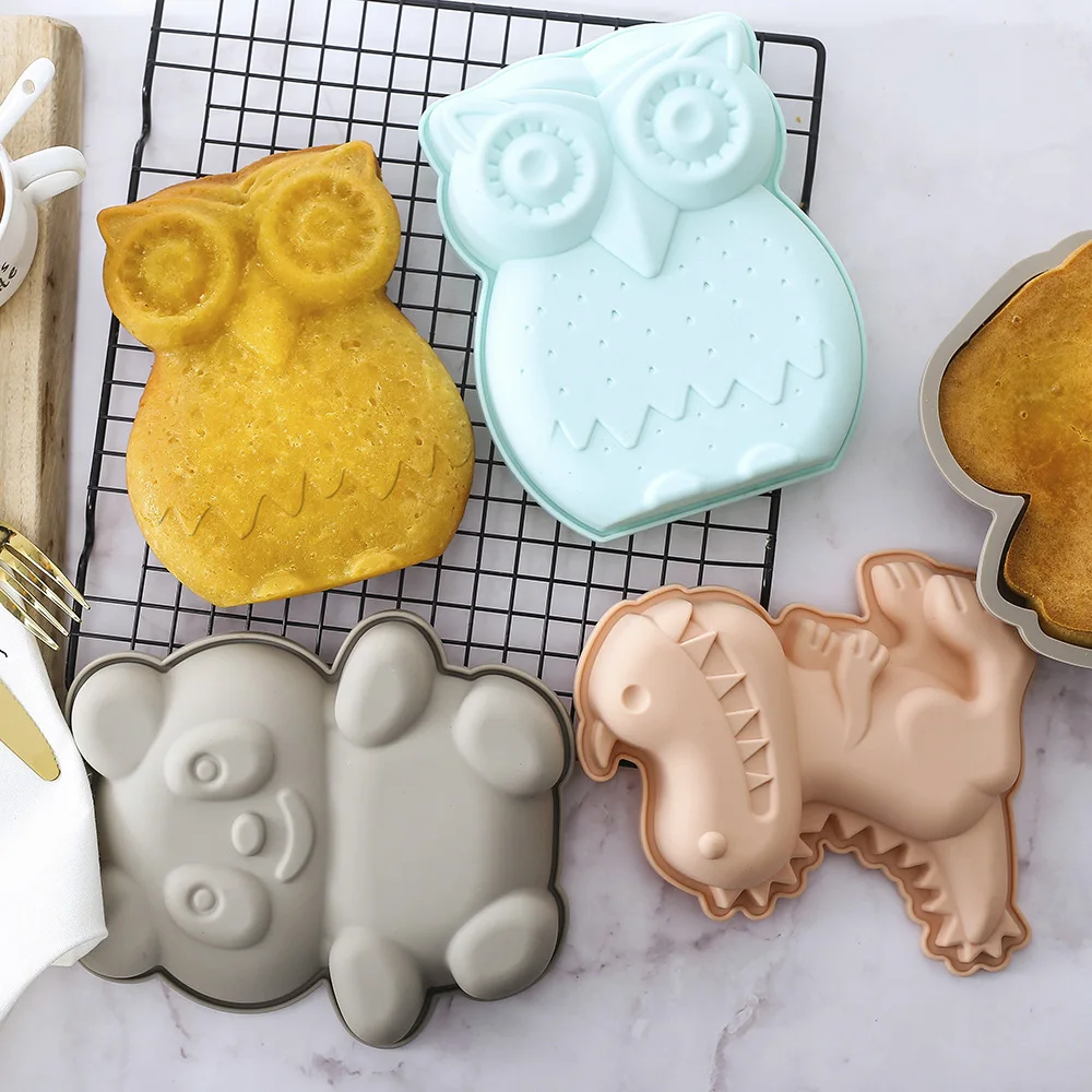 Christmas  Carton Picture Dinosaur Owl 3D Silicone Cake Mold Soap Baking Silicone Resin Mold Candle Chocolate Cake Silicon Molds