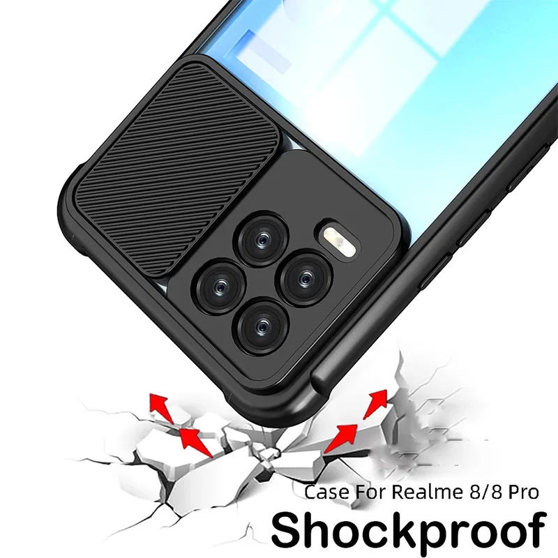Slide Camera Lens Protection Phone Case for Oppo Reno 5 Pro Realme8 C12 C20 C3 5S 5i Back Cover Phone Case