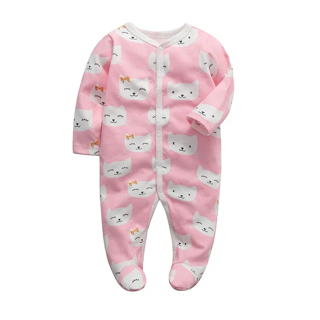 Wholesale cotton baby rompers cutzomize pattern long sleeve newborn baby boys bodysuit baby foot girls sleepsuit clothing