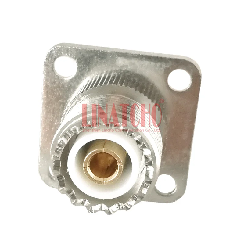 Wendry 2 Pezzi UHF Femmina SO239 Jack 4 Fori Pannello Telaio Montaggio Flangia connettore a saldare connettore, connettore Adattatore coassiale RF per Spina Maschio PL259