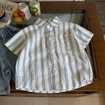 2025 Boys' Baby Shirt Summer Fashion Short-Sleeve New Fashion Style Floral Shirts Stylish Casual Tops for Children