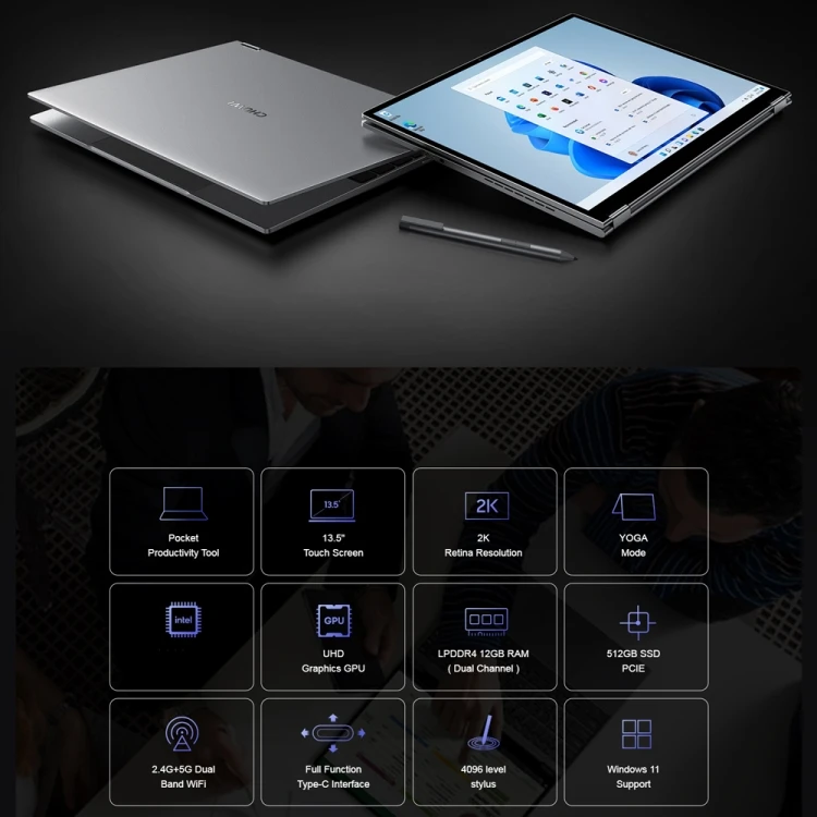 CHUWI Freebook 13.5 Inch Yoga Laptop - 12GB+512GB Win 11