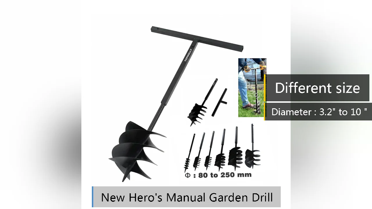 Manual Ground Drill 4" X 40" Steel Earth Auger Drill Bit With T Handle