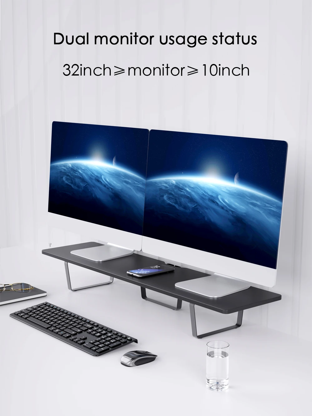 Dual Wooden Monitor Laptop Computer Monitor Stand Riser With Angled ...