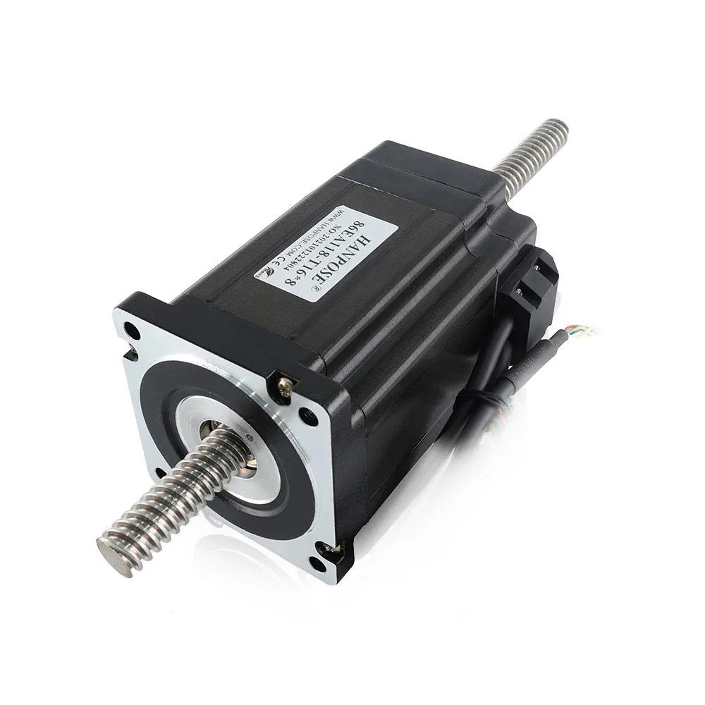 Hanpose Krokový motor 300 mm 86EA118-T16*8 8 N.m Vysoký kroutící moment 6,0 A pro CNC frézku Nema34 Uzavřená smyčka Prostřednictvím šroubového motoru