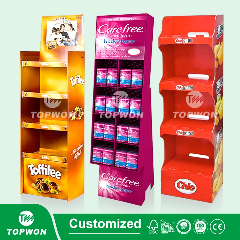Custom Cardboard Display Stand Floor Shelf Retail Paper Snack Food Dip Sauce Seasoning Candy Cardboard Display Racks