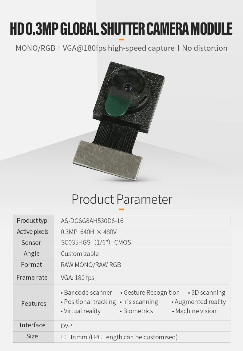 DGZX High definition 30W pixel VGA 180fps global exposure POS machine barcode scanner camera module SC035HGS插图