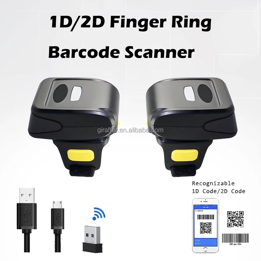 Wearable 2d Qr Code Reader Mini Ring Wireless Barcode Scanner Blue Tooth Reader Finger Scanner