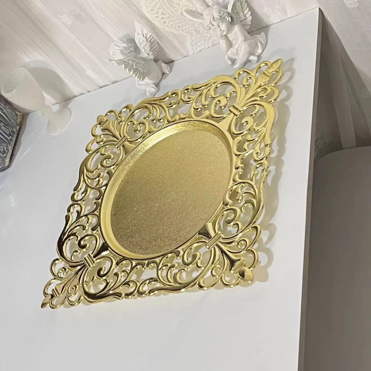 Silver Reusable Plastic Plates Wedding Event High Quality Square Charger  Plates