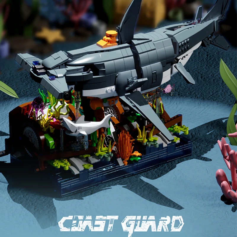 Creative MOC Simulation Shark&Skate Model Gear Linkage Building Block Sets DIY Assembly Toys Best Educational Toys for 6+
