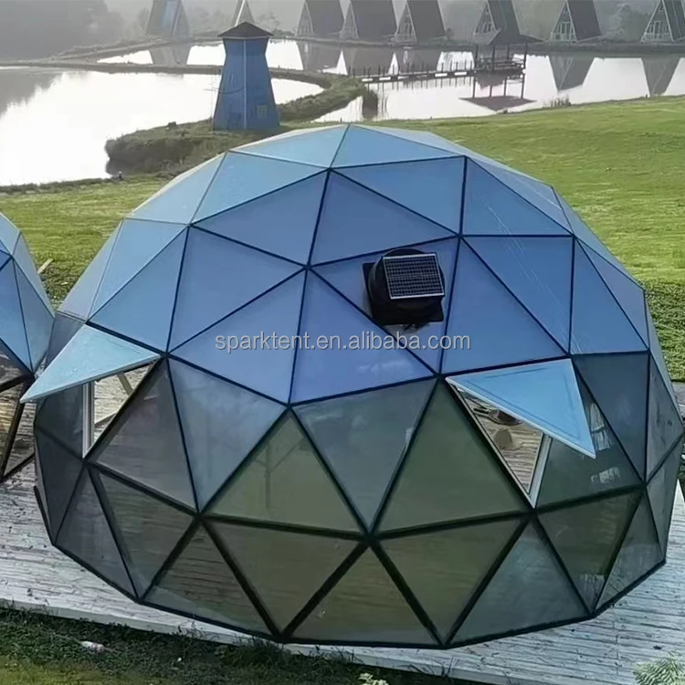 Luxury Aluminum Framework Geodesic Glass Dome House Tent With Glass