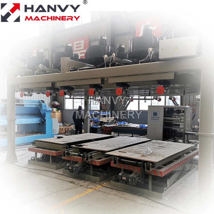 Hanvy plywood machinery Siemens PLC 4*8ft automatic plywood veneer stacker with 3 bins