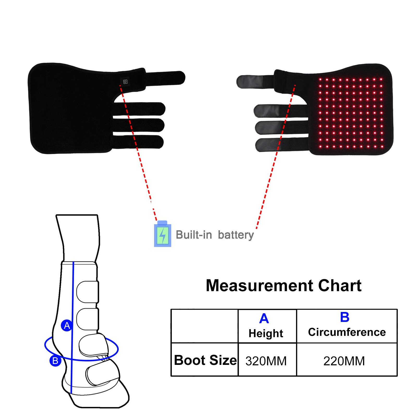 Built In Battery Equine Hood Wrap Led Light Therapy Boots Infrared 