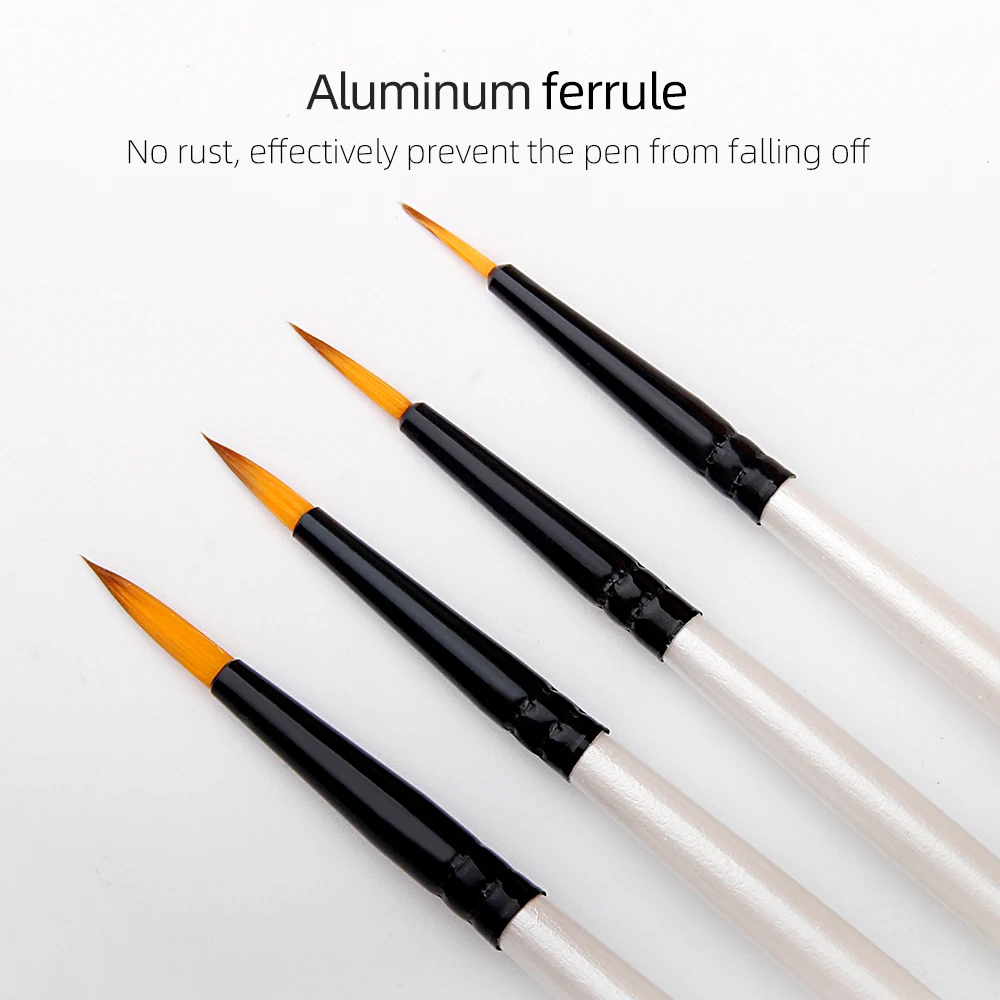 Xin Bowen 4PCS Paintbrushes Kit Mini Round Head Fine Paint Brushes Set Detail Painting Brushes With Nylon Hair Wood Handle