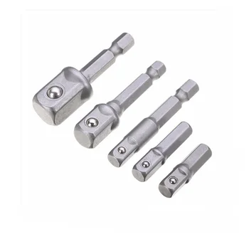 5Pcs/set Wrench Socket Adapter Set 1/4" 3/8" 1/2" Hex Power Drill Driver Socket Wrench Adapter Extension Bar Bit