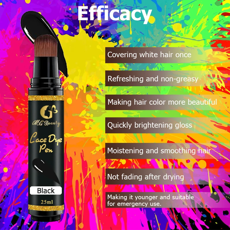 Private Label Custom Logo Permanent Color Hair Dye Pen Gel Root Touch up Stick Powder to Cover Gray Hair Dark Brown
