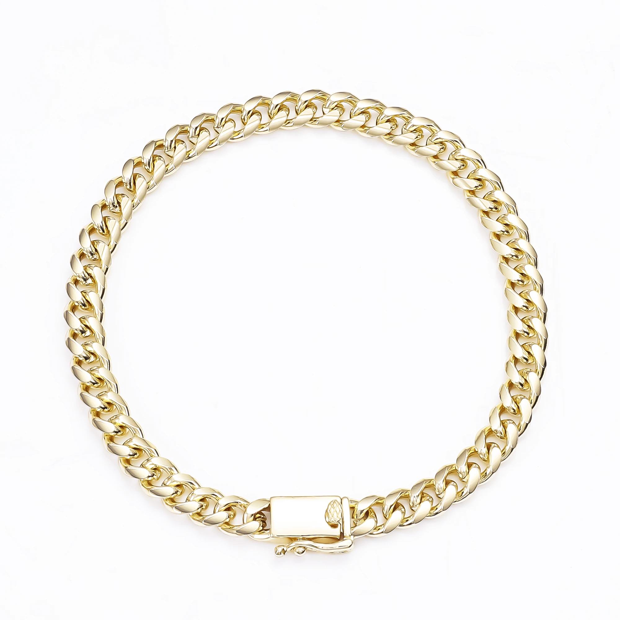 14K Real Gold Plated Pulsera Hombre Chunky Diamond Cut Links Rock Bracelet Miami Hiphop Cuban Link Bracelet for Men