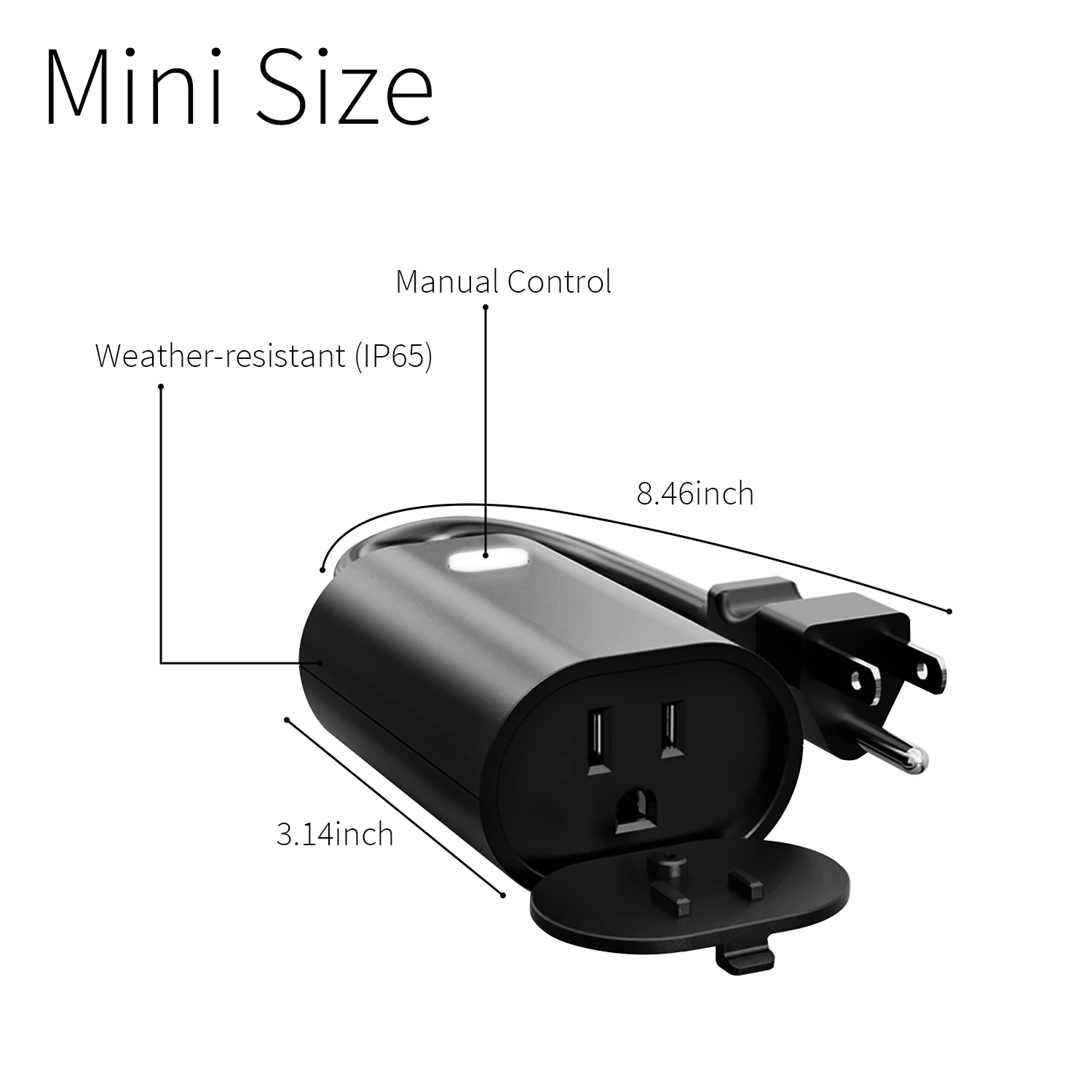 ETL FCC HomeKit Compatible Mini Size Smart Power Socket Plug IP65 Outdoor US Voice Control with WiFi EU Plug Type for Home Use