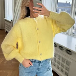 2026 Hot Sale Women Loose Candy Color Knit Cardigan Crew Neck Single-breasted Button Soft Long Sleeve Sweater for Ladies