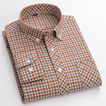 Wholesale Spring and Autumn Men's Pure Cotton Plaid Long sleeved Shirts New Leisure Business Work Wear Non ironing Shirt