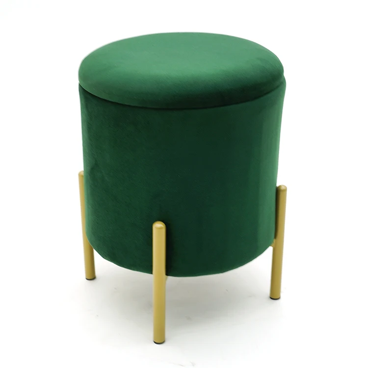 Customized Storage Ottoman Set Round Velvet Footrest Modern Vanity Stool Seat Factory Price