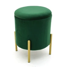 Customized Storage Ottoman Set Round Velvet Footrest Modern Vanity Stool Seat Factory Price