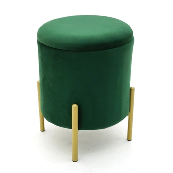 Customized Storage Ottoman Set Round Velvet Footrest Modern Vanity Stool Seat Factory Price