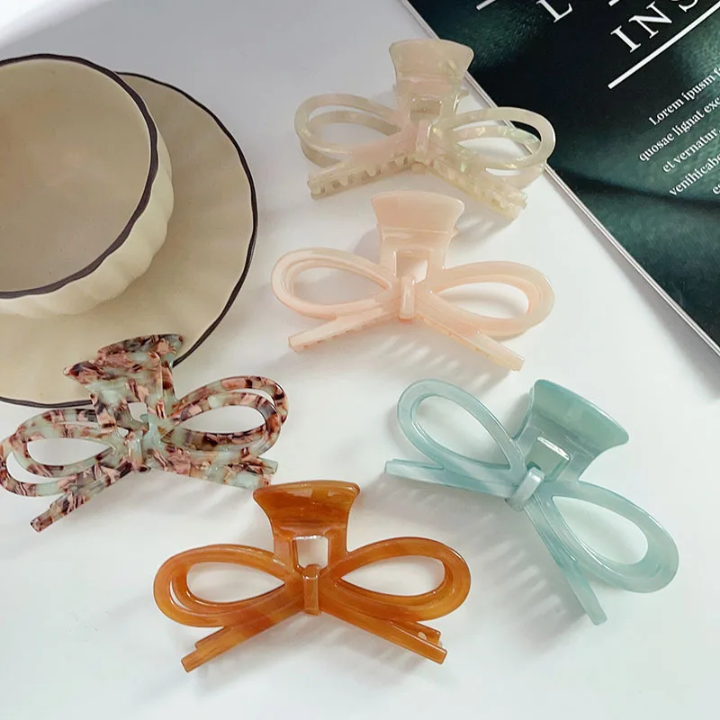 Beige - Handmade Women's Bow Hair Claw Clip 92