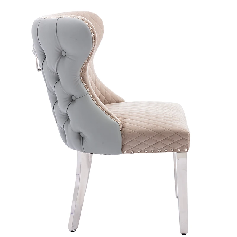 Luxury Ring Knocker Lion Head Knocker Chair,Button Back Quilted Tufted