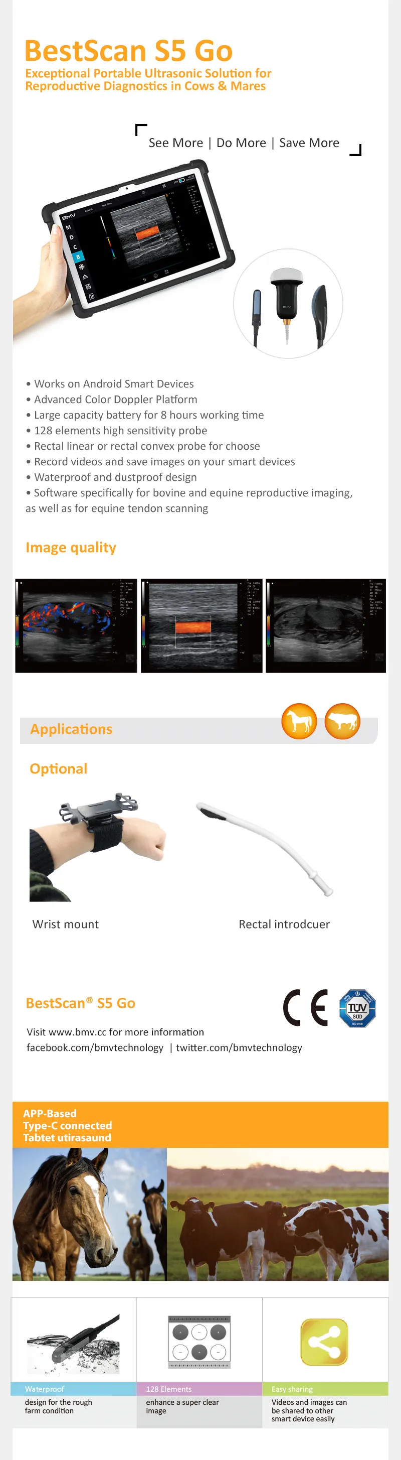 Digital Pseudo Color Veterinary Ultrasound Scanner for Animals