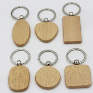 Custom Engraved logo High Quality Key Chain Heart Shape Blank Wood Keychain