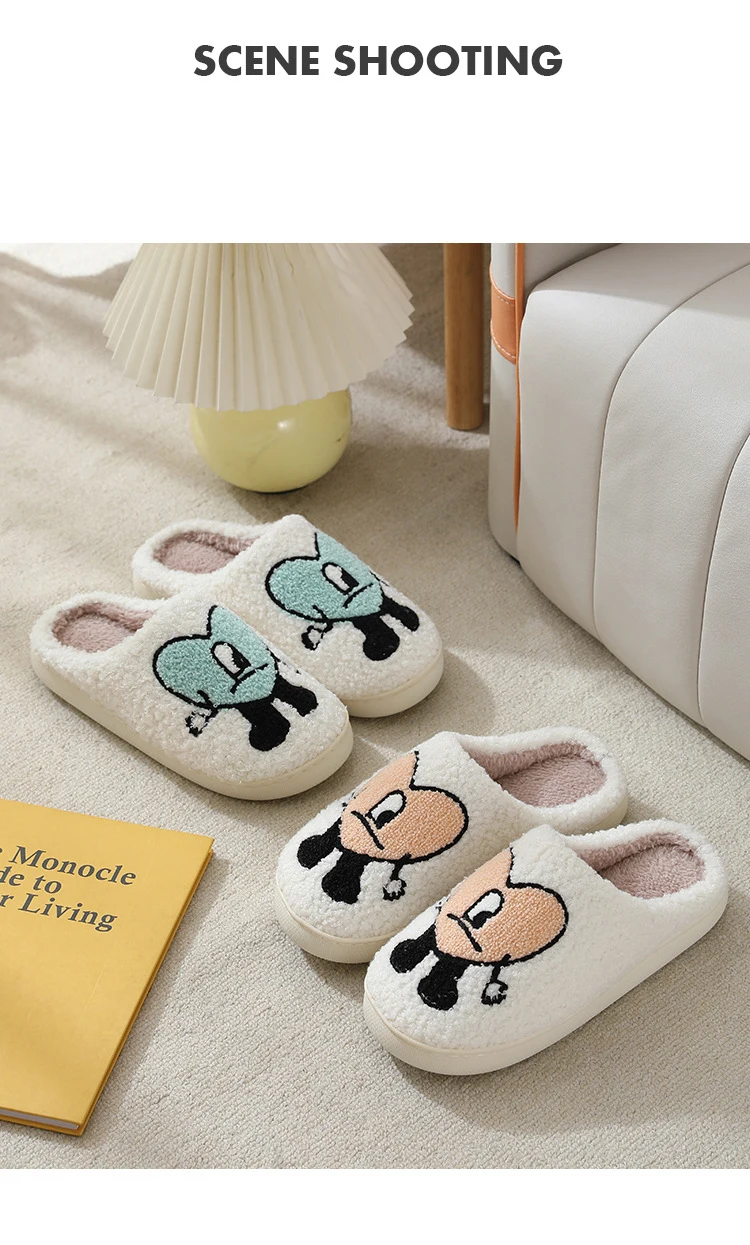 2022 Halloween Winter Home Slipper Funny Cartoon Plush Indoor Slipper ...