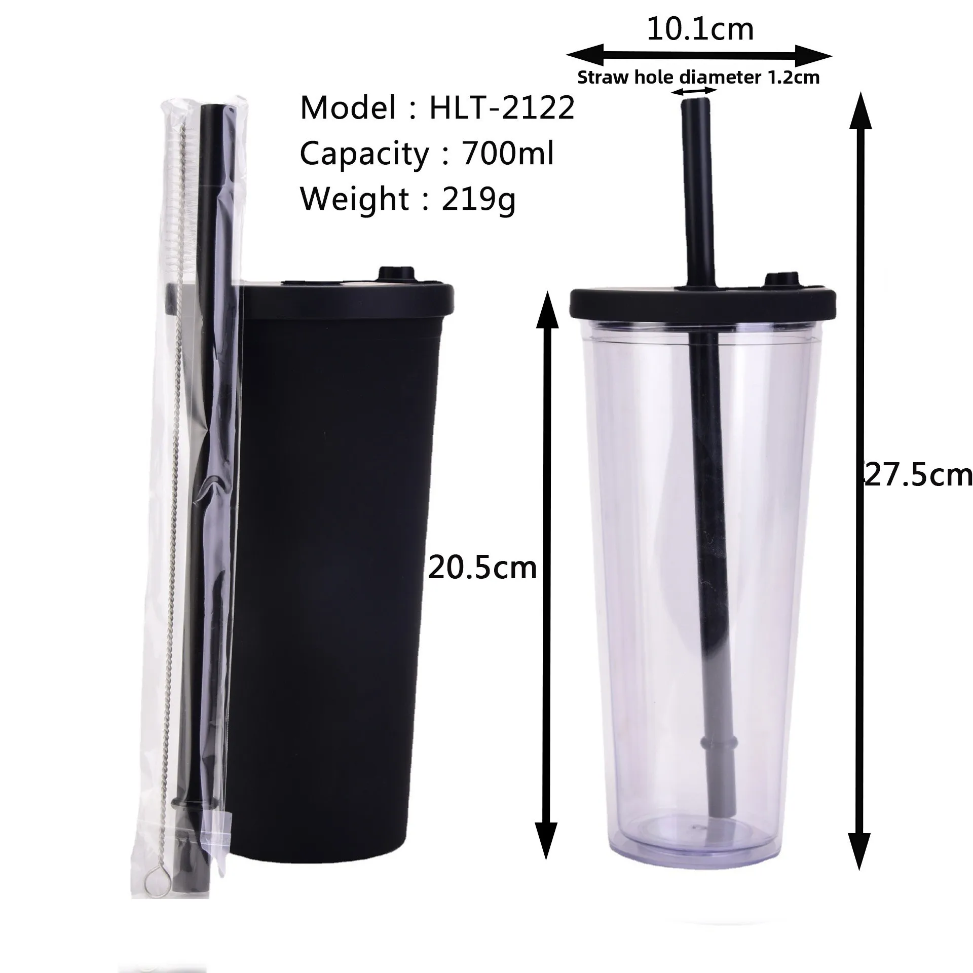 2026 New Cross-border Double-layer Eco-Friendly Plastic Large Hole Transparent Bubble Tea BOBA Straw Cup Customized preview 4