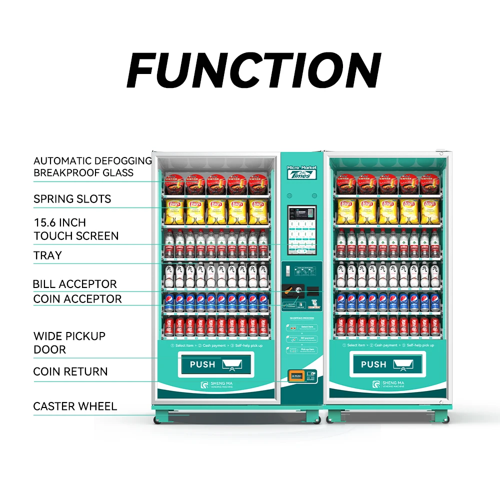 거대한 화면 소매 로커 자동 판매기 신용 카드 결제 시스템 쇼핑몰 용 스프링 콤보-코인 QR 코드 토큰 지원