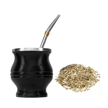 Cusrom Logo Yerba Mate Cup Bombilla Mate Gourd Set Double Walled Stainless Steel Tea Cup With Straw And Cleaning Brush