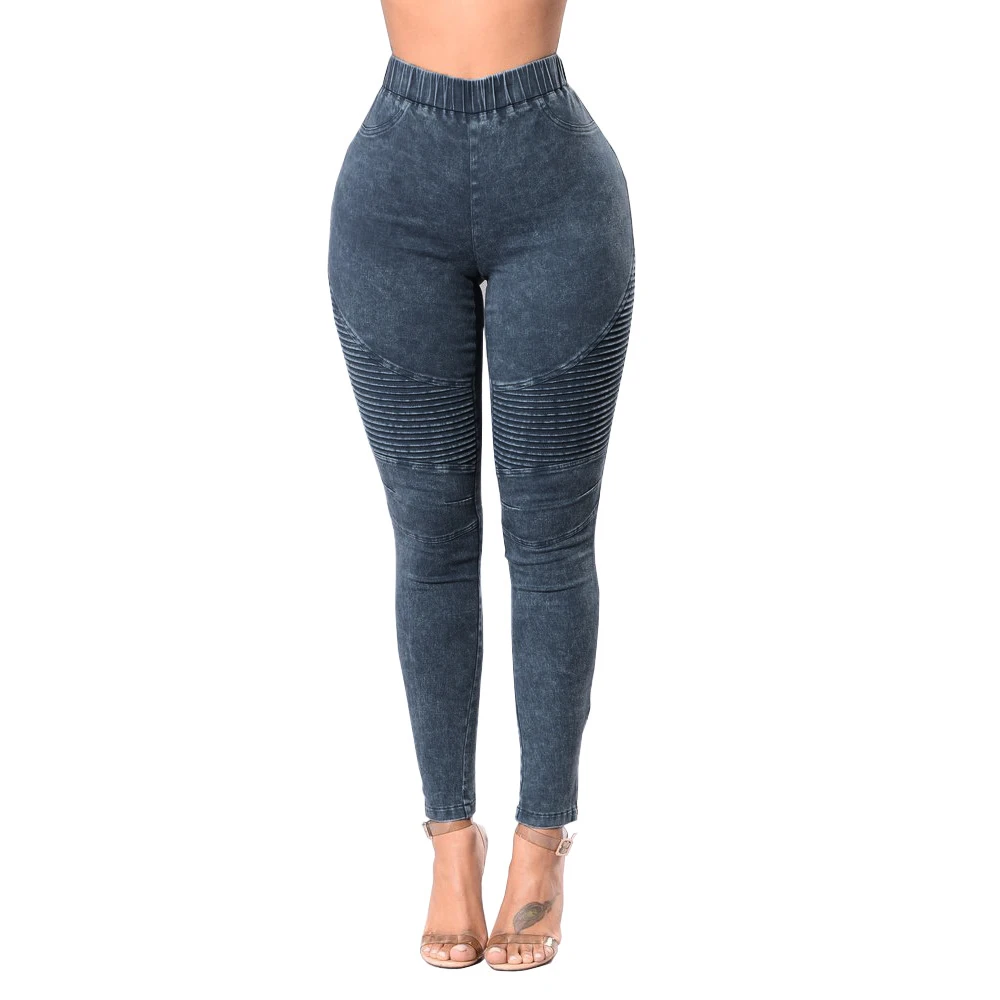 Women's High-Waisted Stretch Skinny Jeans Ladies Stacked Trouser with Hip Butt Lifting Feature Breathable Denim Clothing manufacture