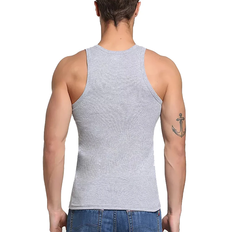 Cheap Factory Polyester Plain Blank Men's Ribbed Fitness Tank Top 3 -6 Pack White Black Grey Color Singlet For Men