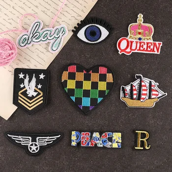 Manufacturer Custom Personalized Embroidery Patches Queen Heat Press Iron on Embroidered Patches for Clothing