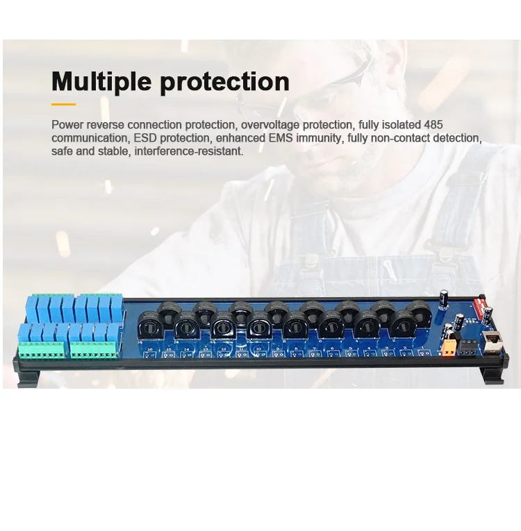 product huaqingjun 16 channel rs485 ethernet ac current voltage transformer detect module modbus rtu tcp acquisition module217-8