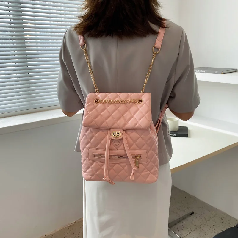 2022 Trendy Spring New Fashion Rhombus Thread Small Backpack Simple Leather  Backpack Purse For Women Bag - Buy Women Backpack Purse,Backpack Woman