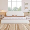 Cream + Fabric + Wood + Bedroom+Queen