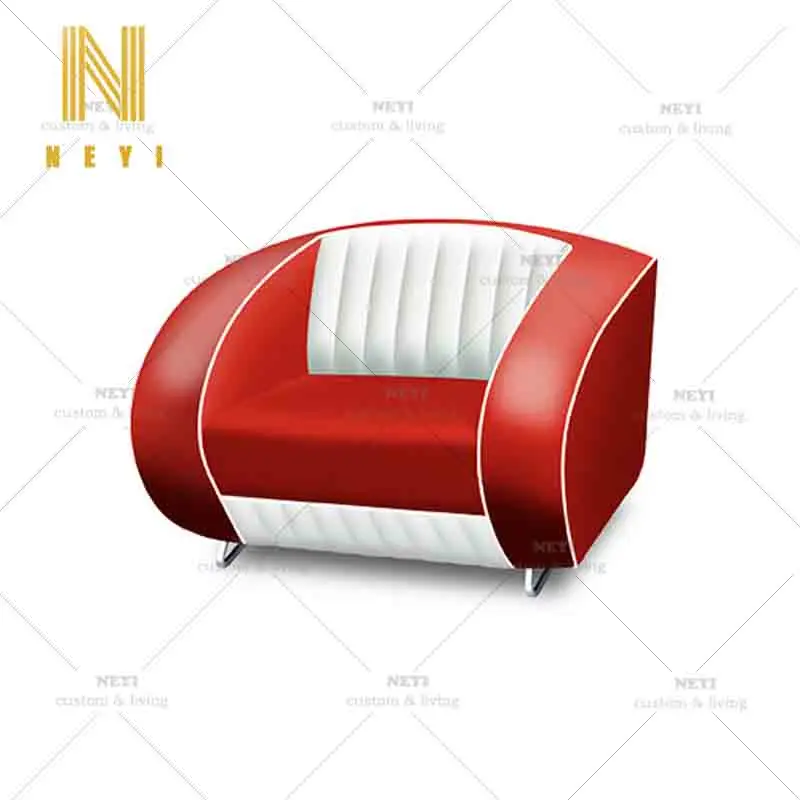 アメリカンダイナー 赤白レザー レトロソファ 座席ベンチ 卸売 モダン