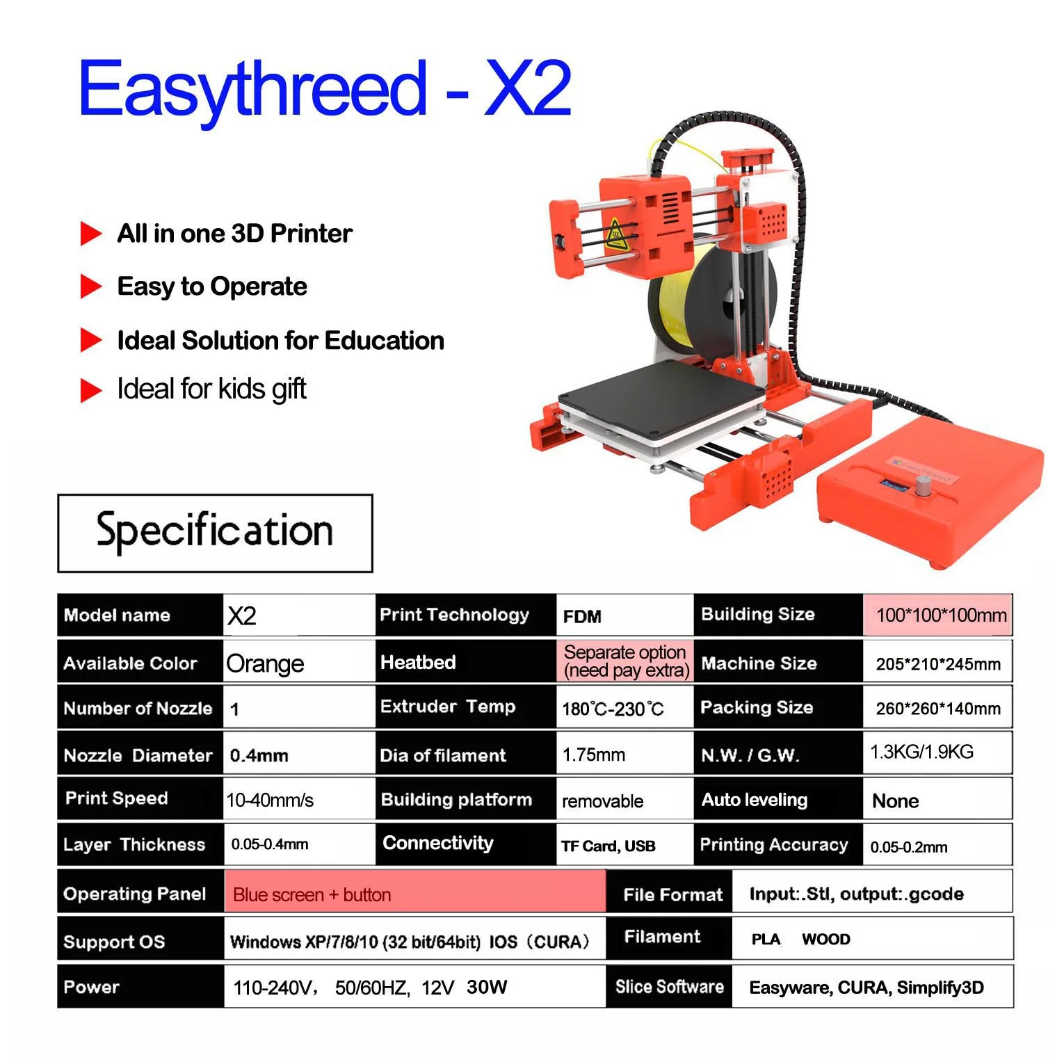 Купить Настольный Детский 3d Принтер Easythreed Mini