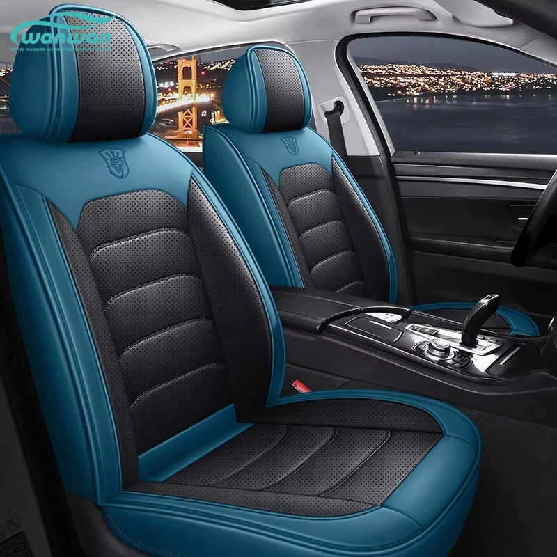 Napapi Fully Surrounded Leather Car Seat Cover Easy-Care Front Cushion Durable Stylish for All Seasons for Modern City Polo Cars